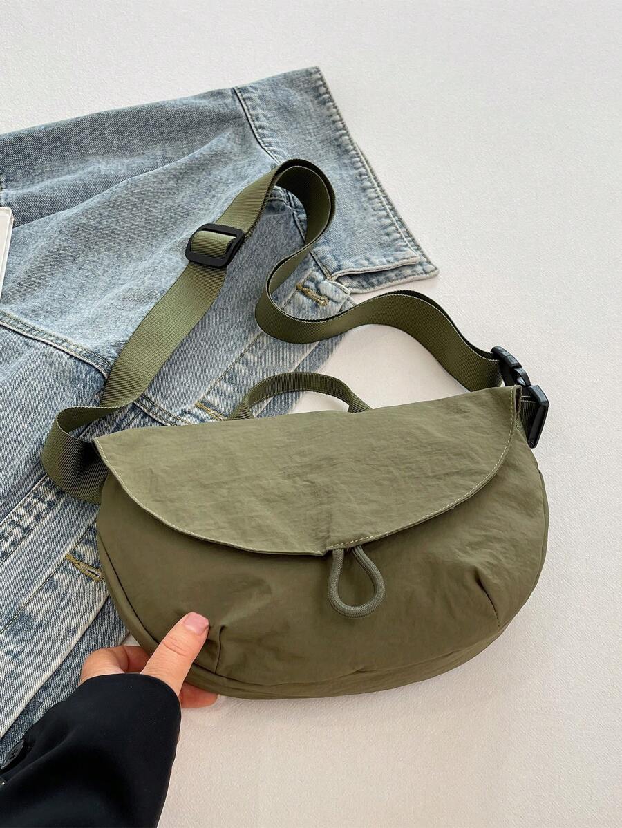 1 Men's Casual Nylon Waist Bag - Multi Compartment Sports Chest Bag With Adjustable Shoulder Straps, Design, Polyester Lining, Hand Wash Care, Suitable For Work, Shopping, Fitness, Cycling. Purse Belt Vintage Fanny Pack Side Bags For Men - Green - View 1