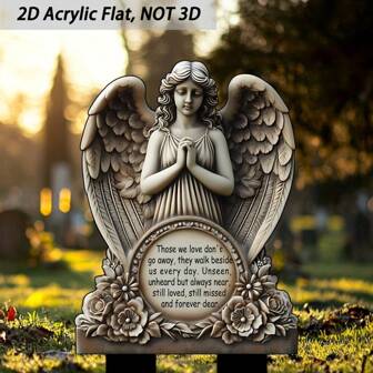 1 件经典 2D 天使纪念亚克力花园桩，地面安装，复活节户外装饰，无需电力，适用于墓地和草坪