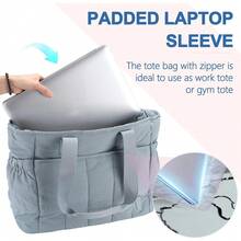 Tote Mujer,  Puffer Tote Bag Bolsas de Mujer Bolsa de Laptop para Trabajo/Profesores/Viajes, Azul - Azul Acero Claro - Ver 5