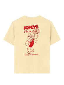 Popeye 1pc Tween Boy Casual Printed Round Neck Short Sleeve T-Shirt, Summer Student - An Attractive T-Shirt That Brings Joy And Happiness To Every Child! - Apricot - View 3