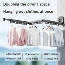 Space-Saving Collapsible Drying Rack With Suction Cups - No Drilling Required, Invisible Design For Balconies And Travel - black - View 7