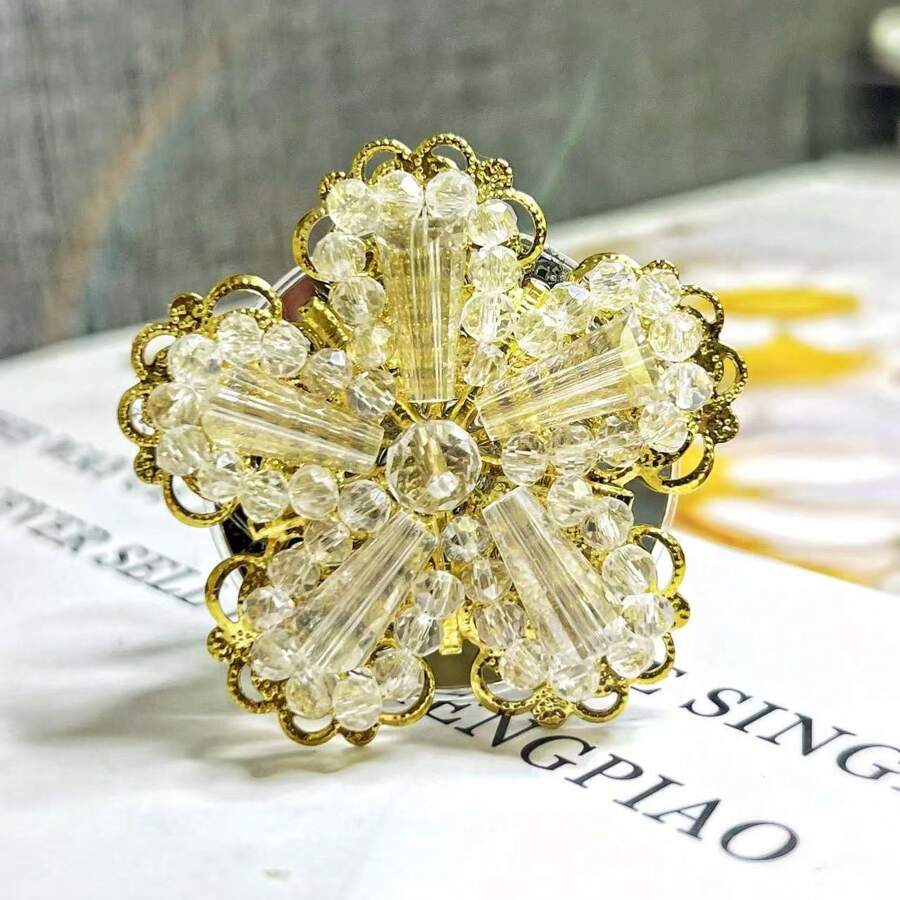 轻奢水晶雪花手机气囊支架清新简约花朵水钻看电视剧桌面支架 - 彩色 - 查看 1