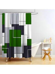 1pc/4pcs Bohemian Marble Block Geometric Shower Curtain Set, Vintage Elegant Marble Block Print Shower Curtain, Creating Unique Bathroom Decor. Waterproof Shower Curtain With 12 Hooks, Bath Mat, Toilet U-Shaped Pad, Toilet Lid Cover, Bathroom Partition, Bathroom Accessories, Bathroom Decoration