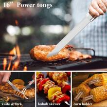 25pcs Extra Thick Stainless Steel Grill Tool Set For Men, Heavy Duty Grilling Accessories Kit For Backyard, BBQ Utensils Gift Set With Spatula,Tongs In Aluminum Case For Birthday Brown