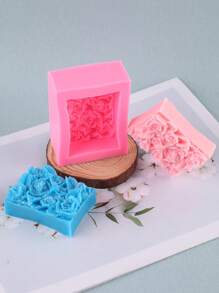1 pieza Molde de silicona con forma de flor de rosa para hacer velas, molde de decoración artesanal para jabón, piedra, resina epoxi