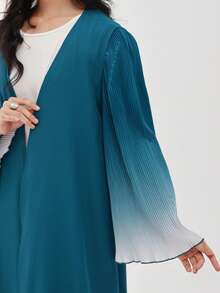 1 Piece Fashion One Size Women Middle Eastern Clothing Long Skirt Elegant Gradient Color Crushed Flared Cuffs Cardigan Dress Robe Abaya Suitable For Daily Festivals, Modest