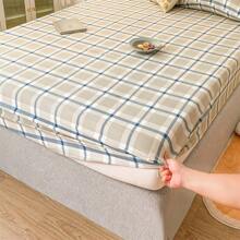 1入組格子圖案床笠，臥室現代織物床笠 - 彩色 - 查看 19