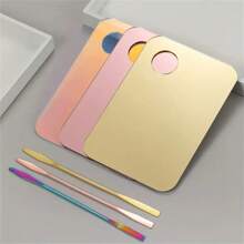 Acrylic Foundation Palette, Professional Makeup Artist Use Nail Polish Palette, Colorful Stainless Steel Sticks