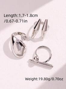 Bộ 3 chiếc/Bộ nhẫn hình học bất đối xứng bạc tối giản thời trang, quà tặng lễ hội đa năng cho phụ nữ, trang sức dự tiệc - Nhiều màu - Xem 10