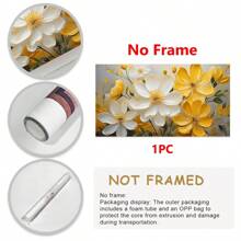 1 件/3 件带框现代黄白花卉帆布画，适合客厅，现代帆布海报，适合卧室和客厅装饰画，带框可选 - 多色 - 查看 4