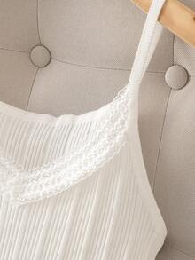 时尚性感对比色蕾丝夏季女式背心休闲罗纹吊带背心