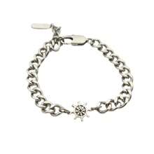 1 件时尚简约不锈钢锚形男士手链 - 銀色 - 查看 5