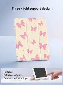 1 szt. Modne etui na tablet z różowym wzorem kokardy, kompatybilne z iPadem 10,2", iPadem Pro 11" 2021/2020/10. generacji, iPadem Mini 4/5/6, Galaxy Tab A8 10,5" 2022, MatePad 10,4"/Tab, z miejscem na ołówek, odporne na wstrząsy i funkcją podstawki. Mega świąteczne! Święto Dziękczynienia..Boże Narodzenie.Nowy Rok, limitowane