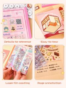 18/34 pièces Mini autocollants décoratifs pour maison, autocollants de scène (12/24 pièces de motifs + 6/12 pièces de carton de montage), autocollants de paysage de maison miniature 3D pour enfants, DIY, scrapbooking, jouets, réutilisables, options de taille multiples