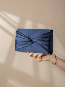 Elegant And Stylish Clutch Bag, Charming Silk Knotted Flap Bag, Satin Butterfly And Flower Shape Clutch Bag, Exquisite Evening Bag, Bridal Wedding Bag, Luxury Metal Chain Shoulder Bag For Party Girls, Women, Brides, Students, Perfect For Party, Wedding, Prom, Dinner/Banquet, Best Gift For Women