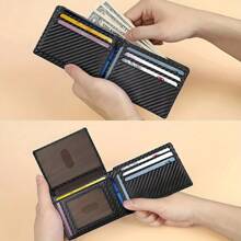 Billetera minimalista de fibra de carbono ultrafina de triple pliegue con ventana de identificación y 13 ranuras para tarjetas, monedero, portador de tarjetas para hombres, billetera mini, cartera pequeña, billetera RFID