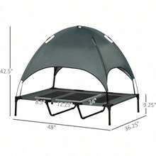 48 Inch Elevated Portable Dog Cot - Cooling Pet Bed With UV Protection Canopy Shade - Gray - View 4