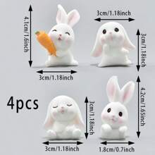 4pcs Micro Landscape Cartoon Cute Animal Rabbit, Carrot, Rabbit Basket, Small House Resin Accessories - Desktop Decor, Easter Decorations, Party Decor