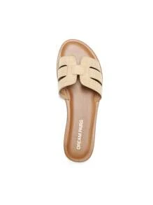 Women's Slide Sandals Slip-On Open Toe Strappy Design Flat Sandals Fashion Dress Casual Comfortable Summer Beach Walking Slides Shoes - 杏色 - 查看 10