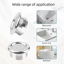 4PCS Bathroom Sink Overflow Ring, Round Sink Plug/Ring & Sink Hole Cover For Drain Cover Sink, Wash Basin Overflow Hole Plug Back To School - Silver - View 2