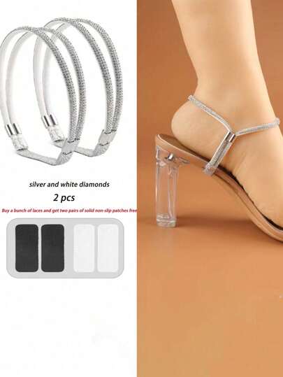 1 par de cordones decorativos brillantes para zapatos de tacón alto de mujer, para el verano