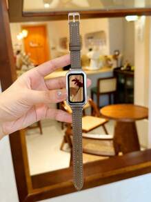 1 件男女通用荔枝纹扣皮革表带保护壳，兼容小米手环 10/9/8/7/6/5/4/3，适用于小米手环 9/8 Active、红米手环 2，带 NFC - 咖啡棕 - 查看 16