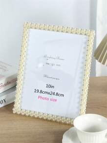 1/2pcs Bright Faux Pearl Decor Photo Frame, 3inch/6inch/7inch/8inch/10inch, Made Of Elegant ABS Plastic, Suitable For Room, Bedroom, Office Picture Display Stands, Home Decor (Randomly Included) - Beige - View 7