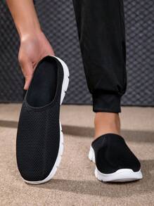 Summer Casual Slip-On Sneakers, Soft Sole Lightweight Breathable Running Shoes, Perforated Convertible Backless Design