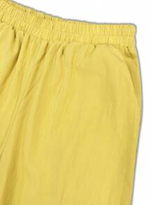 2-częściowy zestaw Minimalistyczny swobodny biurowy luźny top z kieszenią na klapie + długie, luźne spodnie - Żółty - Zobacz 4