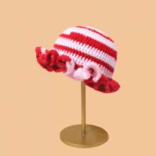 1pc Unisex Handmade Knitted Bucket Hat With Ruffles, Suitable For All Seasons, Holidays - Multicolor - View 4