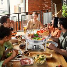 ANPHON Chafing Dish Buffet Set 4 Pack 5QT, Stainless Steel Round Chafing Dishes For Buffet With Lid Holder & Glass Lid, Buffet Servers And Warmers For Parties, Wedding, Camping, Dinner - 銀色 - 查看 6