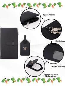Nieuwe aankomst slanke minimalistische lange paspoorthouder bagagelabelset RFID-blokkerende reisportemonnee documentenorganizer met penhouder kaartsleuven schattige paspoorthoes voor vrouwen mannen creditcardhouder pinpas passacavo porta fotokaarthouder minimalistische portemonnee slimme portemonnee airtag portemonnee visitekaartje zwart roze