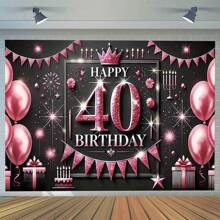 40 岁生日背景新开始、遥远的地平线、多尺寸黑色背景聚酯悬挂横幅适用于室内和室外摄影背景道具