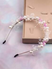 1pc Girls Elegant Pearl Flower Headband, Forest Sweet Headband, Alloy Material, Suitable For Girl, Daily Use, Ideal Choice For Gifts - Multicolor - View 14