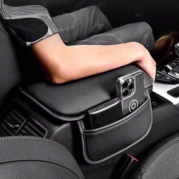 1 pieza Almohadilla para reposabrazos central del automóvil, resistente al desgaste, textura cómoda, almohadilla delgada para reposabrazos, universal para automóvil, esencial para viajes, almacenamiento de artículos diversos y tarjetas/teléfono/llaves