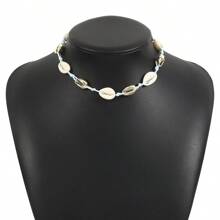 1pc Handmade Bohemian Metal Shell Necklace, Suitable For Women To Wear During Summer Beach Vacation - Shell - View 13