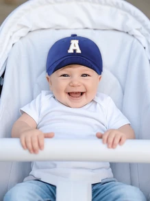 1pc Simple Letter Baby Softbrim Baseball Cap, Stylish And Versatile, Suitable For Boys And Girls Daily Outing In Spring And Summer. - Blue - View 2