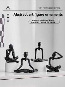 4 stuks creatieve abstracte menselijke standbeelden, moderne minimalistische contemplatieve sculptuur, woondecoratie voor woonkamer, bureau