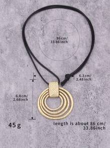1pc Minimalist Elegant Petal Pendant Necklace, Stylish Multi-Layer Twist Geometric Shape Metal Long Chain Wax Rope Necklace, Unisex Fashion Accessories, Gift For Boyfriend/Girlfriend