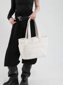 Túi Tote dành cho nữ, Túi xách nhẹ và mềm mại, Thích hợp cho Du lịch, Công việc, Bãi biển, Phòng tập thể dục, Mua sắm - trắng - Xem 5