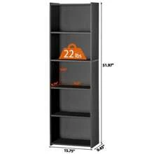 Segawe 5-Tiers Bookshelf Bookcase Multipurpose Collection Display Storage