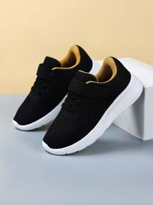 Breathable Fabric & Mesh Slip-On Sneakers, Soft & Simple Design, Adjustable Strap, Ultra-Light & Bounce-Back Sole, Fashion Athletic Shoes For Daily Wear, Running, Sports, All Seasons - Black and White - View 4