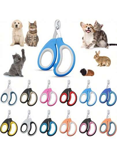 1pc Pet Nail Clippers, Small Animal Design, Comfortable Grip, Guard, Stainless Steel, Assorted Colors, Paw Care Grooming Tool, Premium Quality Pet Nail Trimmers: Professional Grooming Products To Keep Dogs And Cats' Nails Healthy And Trimmed