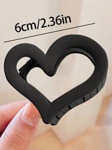 4 件女式中号 6 厘米/2.36 英寸黑色、白色、棕色心形轻质塑料发夹，时尚百搭，高端优雅简约纯色发夹，适合日常外出、休闲、派对、通勤、度假、洗脸、化妆、服装搭配夏季发夹发夹发夹发夹，学校用品，大学秋冬爪夹女士发饰 - 彩色 - 查看 4