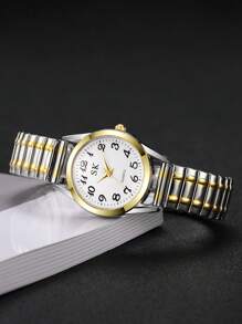 1pc Women's Minimalist Casual Numeric Dial Elastic Band Quartz Wrist Watch, Elegant Fashion (Watch Box Not Included) - Một cỡ - Xem 4