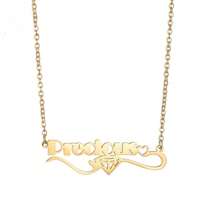 Collar personalizado de acero inoxidable con baño de oro, colgante personalizado elegante y lindo con una cadena delicada, adecuado para uso diario y ocasiones, regalo personalizado, colgante personalizado, diseño refinado, decoración con diamantes, collar de mujer, regalo para el Día de la Madre, collar de pareja, regalo de San Valentín