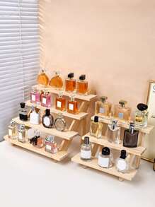 1pc Multi-Tier Wooden Storage Rack, 2/3/4 Tiers For Lipstick, Cosmetics, Perfume, Necklaces, Earrings, Bracelets, Suitable For Displaying Blind Box, Figurines, Models, Desk Organization,For Holiday Beach, Bathroom Collection, Bedroom Collection, Large Capacity