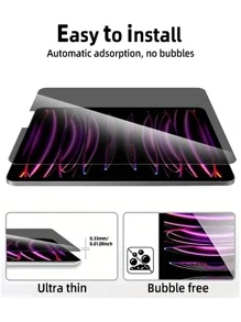 1pc Privacy Screen Protector, Compatible With /Galaxy Tab/Surface Pro 8/Fire HD 10/Honor Tablet/MatePad, Anti-Peeping Tempered Glass Film, Anti-Scratch, Anti-Shock - Black - View 8