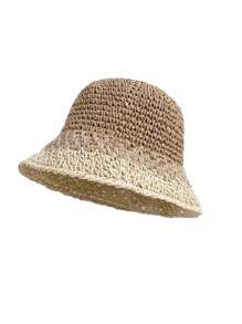 1 件男女通用草帽，紫色波西米亚风格防晒沙滩帽，带檐编织帽，多功能户外旅行配件，休闲时尚礼物 - 彩色到針回針草帽 - 查看 3