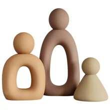 Modern Minimalist Abstract Figurine Of A Family Of Three, Depicting A Harmonious And Warm Family, Elegant Design With Soft Color Tones, Abstract Yet Lively And Affectionate, Adding A Touch Of Beauty To Home Decor Gifts Birthday Graduation